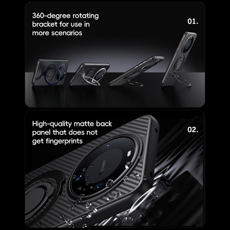 For Huawei Mate 60 Carbon Fiber MagSafe Phone Case with 360 Degree Rotating Holder(Black) - Huawei Cases by PMC TechLife | Online Shopping South Africa | PMC TechLife | Buy Now Pay Later Mobicred