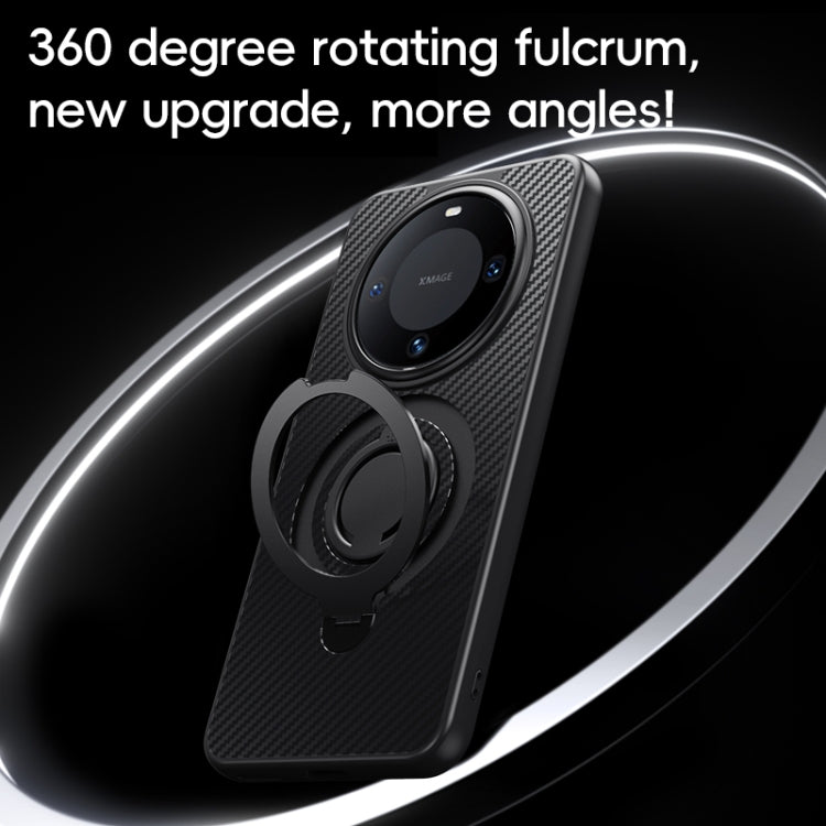 For Huawei Mate 60 Carbon Fiber MagSafe Phone Case with 360 Degree Rotating Holder(Black) - Huawei Cases by PMC TechLife | Online Shopping South Africa | PMC TechLife | Buy Now Pay Later Mobicred