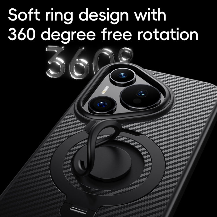 For Huawei Pura 70 Carbon Fiber MagSafe Phone Case with 360 Degree Rotating Holder(Black Silver) - Huawei Cases by PMC Jewellery | Online Shopping South Africa | PMC Jewellery | Buy Now Pay Later Mobicred