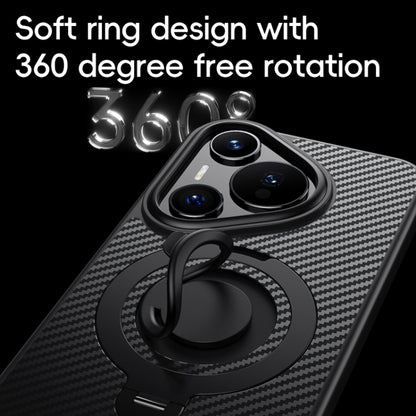 For Huawei Pura 70 Ultra Carbon Fiber MagSafe Phone Case with 360 Degree Rotating Holder(Black Grey) - Huawei Cases by PMC Jewellery | Online Shopping South Africa | PMC Jewellery | Buy Now Pay Later Mobicred