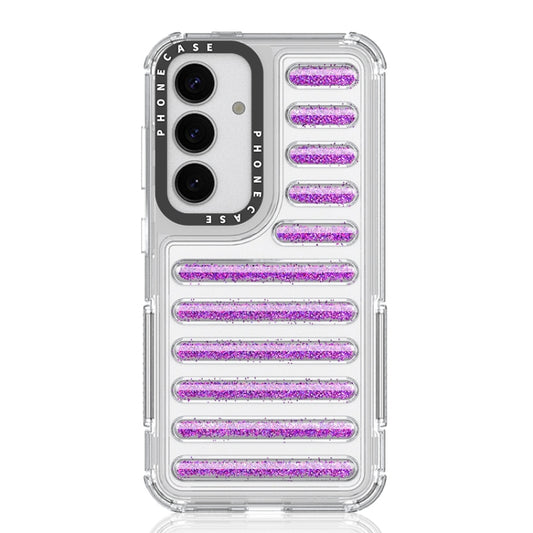 For Samsung Galaxy S25 5G Capsule Glitter TPU Hybrid PC Airbag Phone Case(Purple) - Galaxy S25 5G Cases by PMC Jewellery | Online Shopping South Africa | PMC Jewellery | Buy Now Pay Later Mobicred