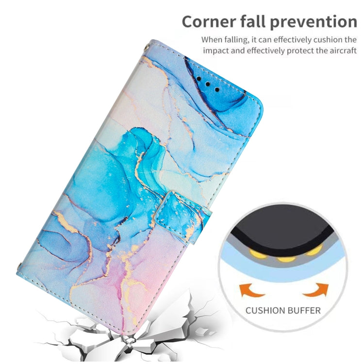 For Samsung Galaxy S25+ 5G Painted Marble Pattern Leather Phone Case(Pink Green) - Galaxy S25+ 5G Cases by PMC Jewellery | Online Shopping South Africa | PMC Jewellery | Buy Now Pay Later Mobicred