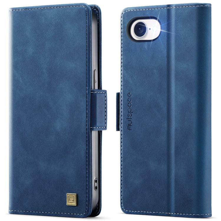 For iPhone 16e AutSpace A11 Side Buckle MagSafe Magnetic RFID Phone Leather Case(Blue) - free shipping - PMc TechLife - Order now!