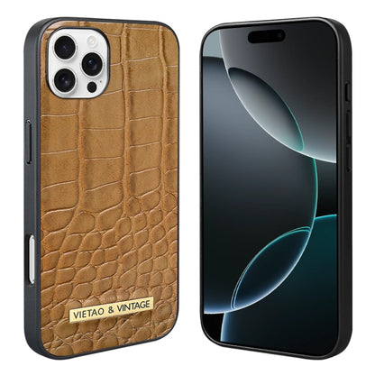 For iPhone 16 Pro VIETAO Alligator Texture PU Phone Case(Brown) - iPhone 16 Pro Cases by VIETAO | Online Shopping South Africa | PMC Jewellery | Buy Now Pay Later Mobicred