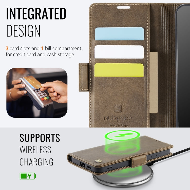 For Samsung Galaxy S25+ 5G AutSpace A11 Side Buckle MagSafe Magnetic RFID Phone Leather Case(Coffee) - free shipping - PMC Jewellery - Order now!