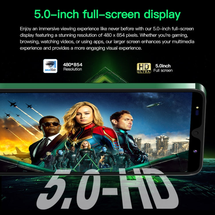 Povo6 Neo / DP29, 1GB+16GB, Face Identification, 5.0 inch Android 8.1 MTK6580M Quad Core, Network: 3G, Dual SIM, Plug:US Plug(Green) - free shipping - PMc TechLife - Order now!