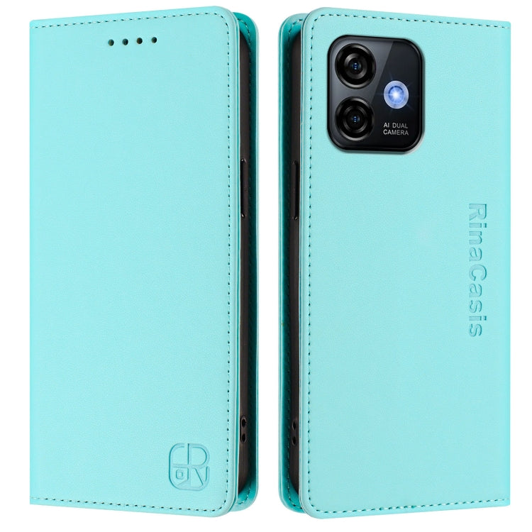 For Ulefone Note 16 Pro RC01 Dual-Folded Magnetic Suction RFID Leather Phone Case(Mint Green) - free shipping - PMC TechLife - Order now!