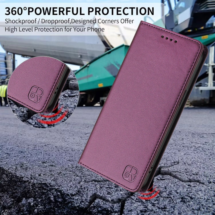 For Ulefone Note 16 Pro RC01 Dual-Folded Magnetic Suction RFID Leather Phone Case(Violet) - Ulefone Cases by PMC TechLife | Online Shopping South Africa | PMC TechLife | Buy Now Pay Later Mobicred