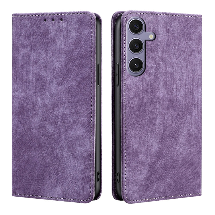 For Samsung Galaxy S25+ 5G RFID Anti-theft Brush Magnetic Leather Phone Case(Purple) - Galaxy S25+ 5G Cases by PMC Jewellery | Online Shopping South Africa | PMC Jewellery | Buy Now Pay Later Mobicred