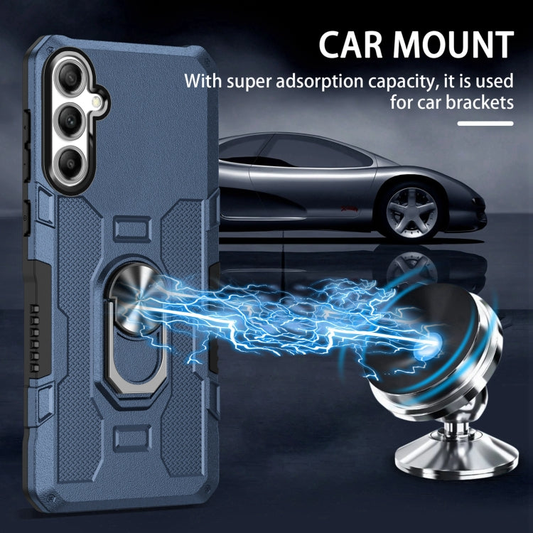 For Samsung Galaxy S25 5G Ring Holder Armor Hybrid Phone Case(Blue) - Galaxy S25 5G Cases by PMC Jewellery | Online Shopping South Africa | PMC Jewellery | Buy Now Pay Later Mobicred
