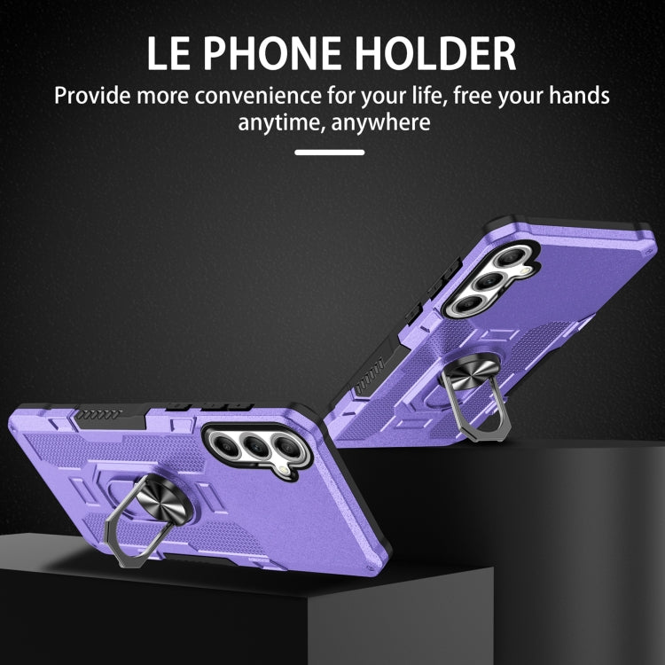 For Samsung Galaxy S25 5G Ring Holder Armor Hybrid Phone Case(Purple) - Galaxy S25 5G Cases by PMC Jewellery | Online Shopping South Africa | PMC Jewellery | Buy Now Pay Later Mobicred
