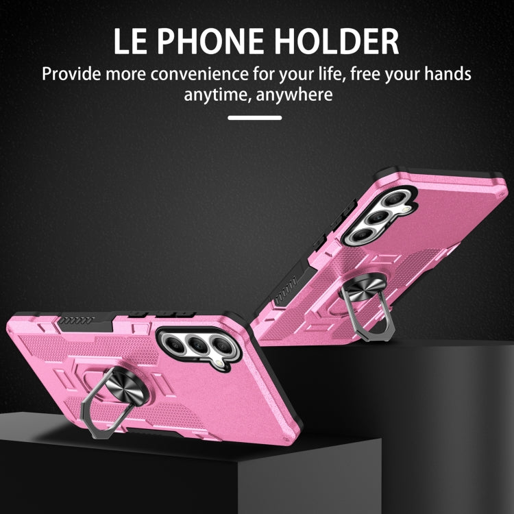 For Samsung Galaxy S25+ 5G Ring Holder Armor Hybrid Phone Case(Pink) - Galaxy S25+ 5G Cases by PMC Jewellery | Online Shopping South Africa | PMC Jewellery | Buy Now Pay Later Mobicred
