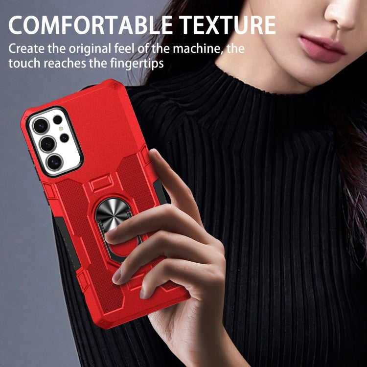 For Samsung Galaxy S25 Ultra 5G Ring Holder Armor Hybrid Phone Case(Red) - Galaxy S25 Ultra 5G Cases by PMC Jewellery | Online Shopping South Africa | PMC Jewellery | Buy Now Pay Later Mobicred