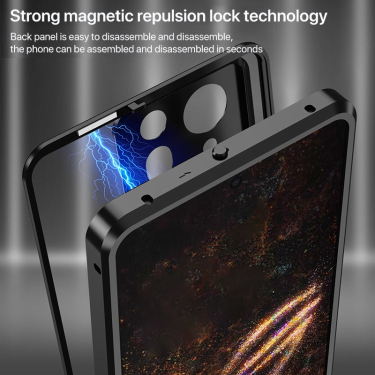 For  ASUS ROG Phone 9 Pro Snap Buckle Metal Frame Glass Back Panel Phone Case(Silver) - ASUS Cases by PMC TechLife | Online Shopping South Africa | PMC TechLife | Buy Now Pay Later Mobicred