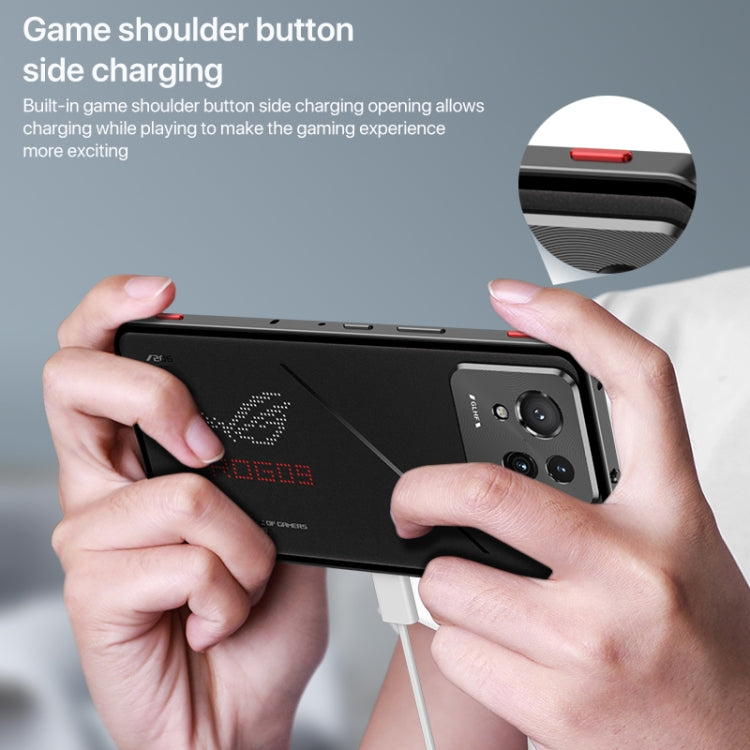 For  ASUS ROG Phone 9 Pro Snap Buckle Metal Frame Glass Back Panel Phone Case(Silver) - ASUS Cases by PMC TechLife | Online Shopping South Africa | PMC TechLife | Buy Now Pay Later Mobicred
