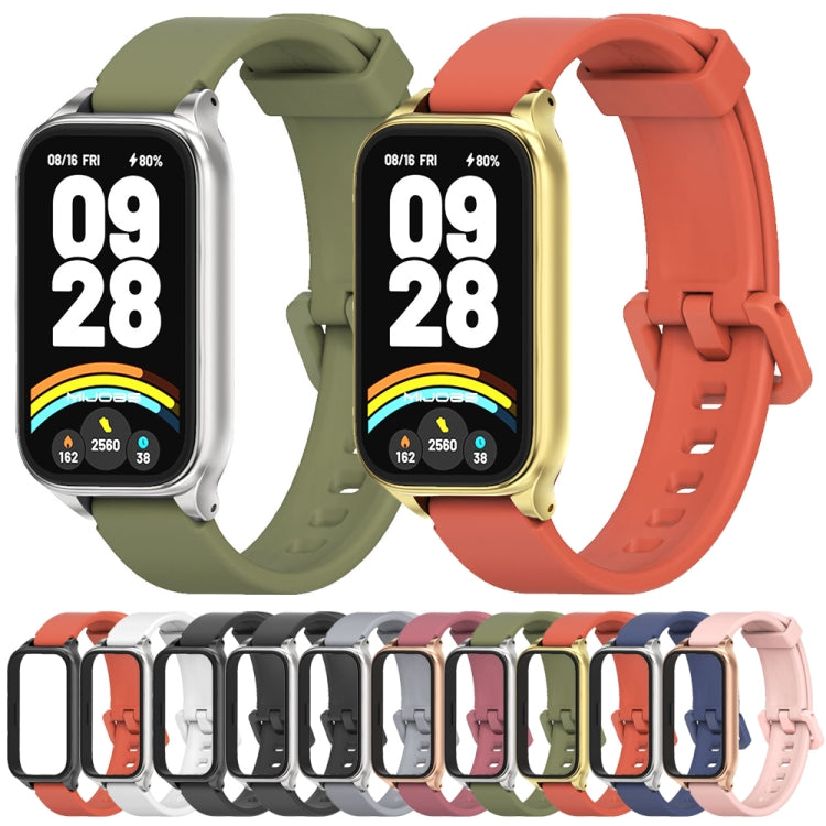 For Xiaomi Smart Band 9 Active / Redmi Band 3 Mijobs Metal Shell Silicone Watch Band(Grey Silver) - free shipping - PMc TechLife - Order now!