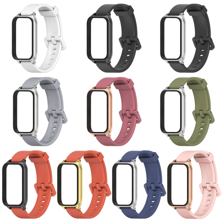 For Xiaomi Smart Band 9 Active / Redmi Band 3 Mijobs Metal Shell Silicone Watch Band(Grey Silver) - free shipping - PMc TechLife - Order now!