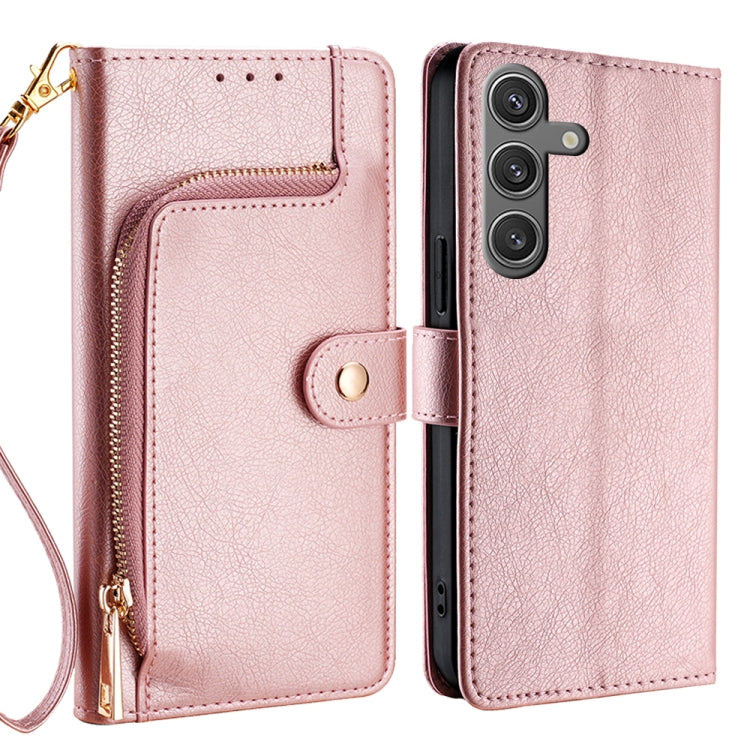 For Samsung Galaxy S25 5G Zipper Bag Leather Phone Case(Rose Gold) - Galaxy S25 5G Cases by PMC Jewellery | Online Shopping South Africa | PMC Jewellery | Buy Now Pay Later Mobicred