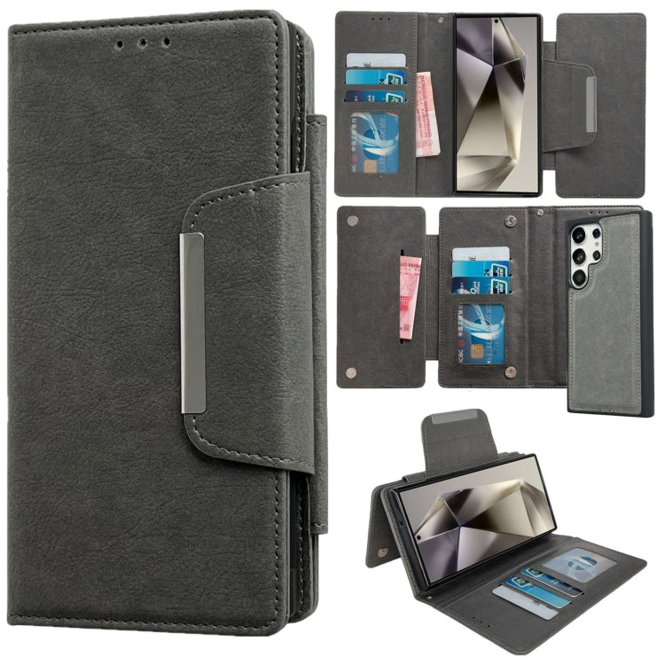 For Samsung Galaxy S25 Ultra 5G Multifunctional 7-Card Wallet Leather Phone Case(Grey) - free shipping - PMC Jewellery - Order now!