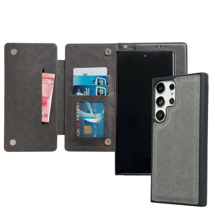 For Samsung Galaxy S25 Ultra 5G Multifunctional 7-Card Wallet Leather Phone Case(Grey) - free shipping - PMC Jewellery - Order now!