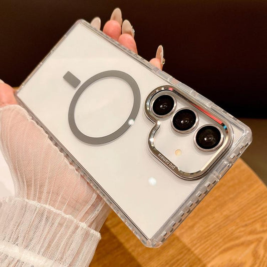 For Samsung Galaxy S25+ 5G Transparent MagSafe Phone Case with Lens Film(Grey) - Galaxy S25+ 5G Cases by PMC Jewellery | Online Shopping South Africa | PMC Jewellery | Buy Now Pay Later Mobicred