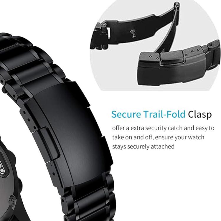 For Garmin 26mm Five-beads Titanium Alloy Push Buckle Metal Quick Release Watch Band(Black) - free shipping - PMc TechLife - Order now!
