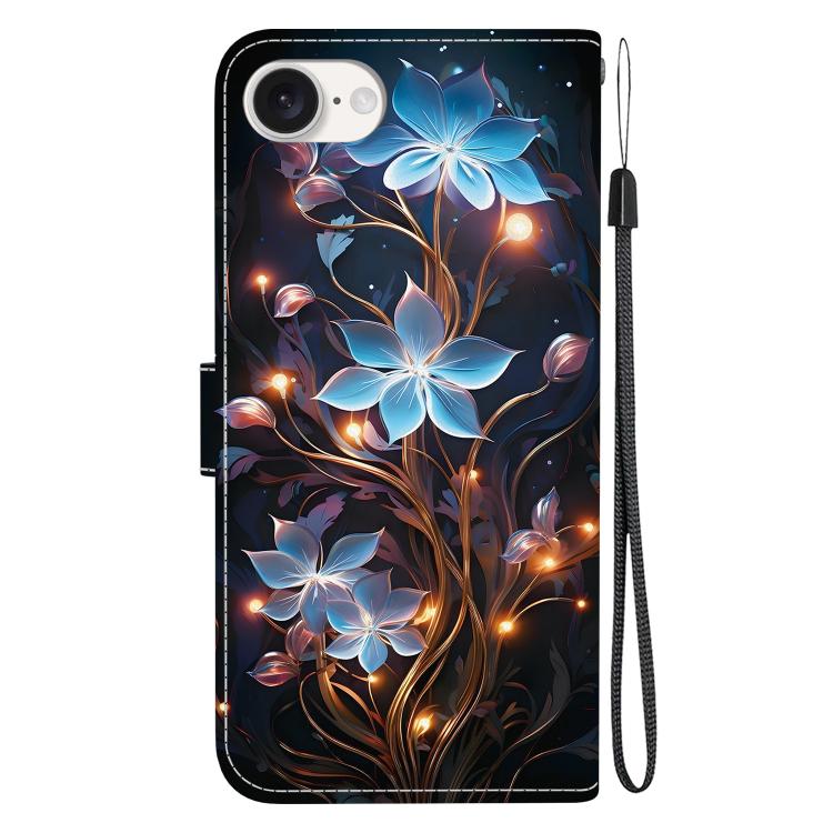 For iPhone 16e Crystal Texture Colored Drawing Leather Phone Case(Little Lantern Flower) - iPhone 16e Cases by PMC TechLife | Online Shopping South Africa | PMC TechLife | Buy Now Pay Later Mobicred