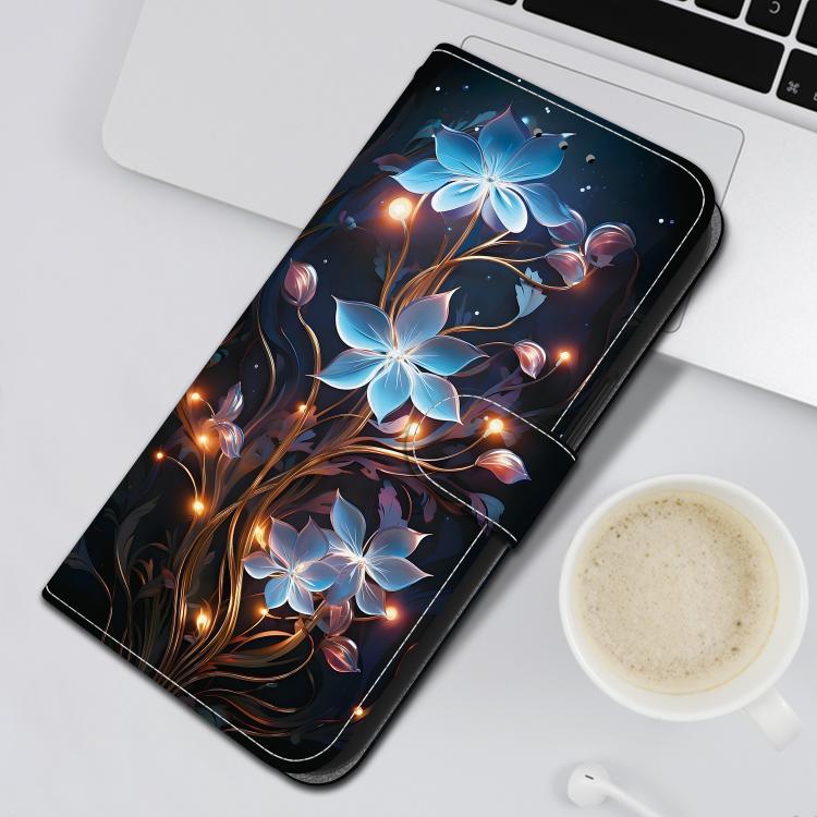 For iPhone 16e Crystal Texture Colored Drawing Leather Phone Case(Little Lantern Flower) - iPhone 16e Cases by PMC TechLife | Online Shopping South Africa | PMC TechLife | Buy Now Pay Later Mobicred