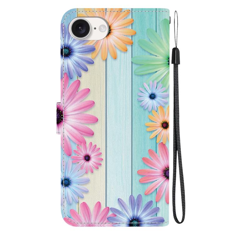 For iPhone 16e Crystal Texture Colored Drawing Leather Phone Case(Sunflowers) - iPhone 16e Cases by PMC TechLife | Online Shopping South Africa | PMC TechLife | Buy Now Pay Later Mobicred