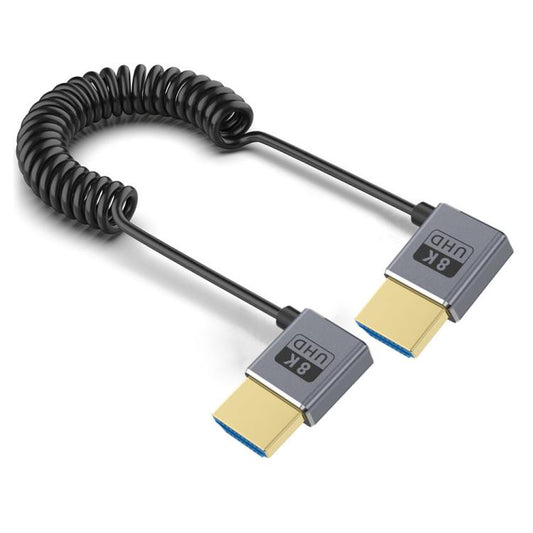 0.7m Coiled Coaxial 8K 48Gbps HDMI 2.1 Cable, Port:Left to Left Elbow - Cable by PMC Jewellery | Online Shopping South Africa | PMC Jewellery | Buy Now Pay Later Mobicred