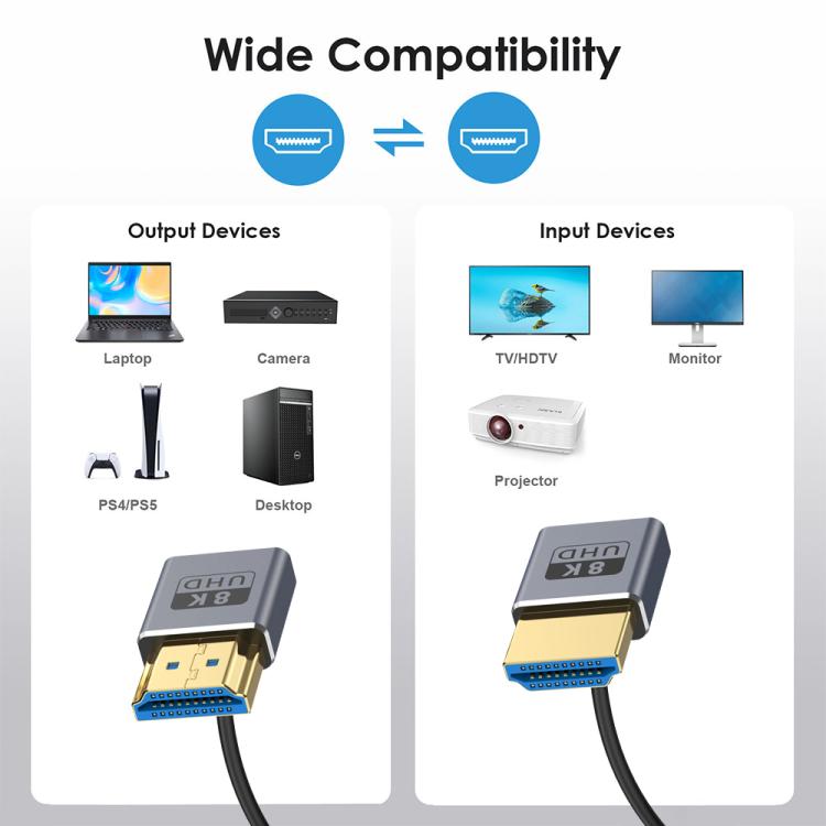 0.7m Coiled Coaxial 8K 48Gbps HDMI 2.1 Cable, Port:Up to Down Elbow - Cable by PMC TechLife | Online Shopping South Africa | PMC TechLife | Buy Now Pay Later Mobicred