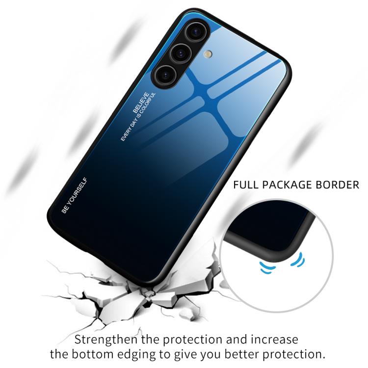For Samsung Galaxy S25 5G Gradient Color Glass Phone Case(Green Cyan) - Galaxy S25 5G Cases by PMC Jewellery | Online Shopping South Africa | PMC Jewellery | Buy Now Pay Later Mobicred