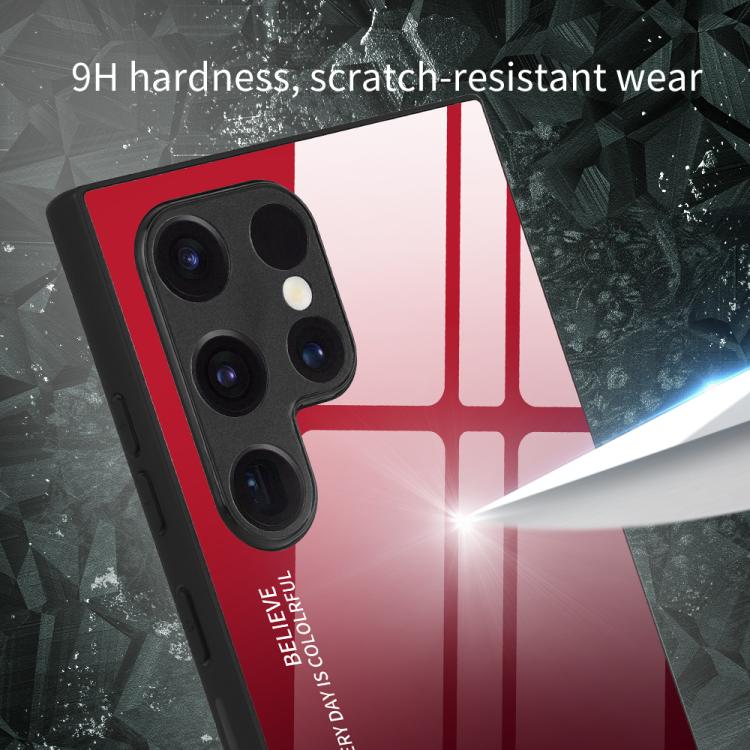 For Samsung Galaxy S25 Ultra 5G Gradient Color Glass Phone Case(Red Black) - free shipping - PMC Jewellery - Order now!