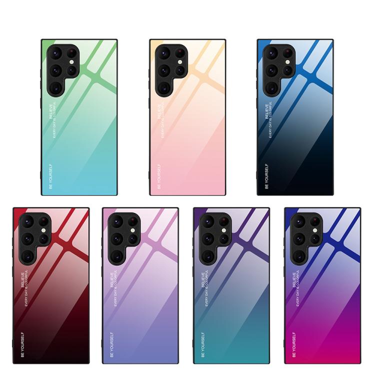 For Samsung Galaxy S25 Ultra 5G Gradient Color Glass Phone Case(Blue Black) - Galaxy S25 Ultra 5G Cases by PMC Jewellery | Online Shopping South Africa | PMC Jewellery | Buy Now Pay Later Mobicred