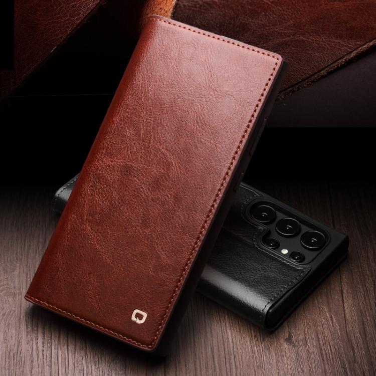 For Samsung Galaxy S25+ 5G QIALINO Genuine Leather Phone Case(Brown) - Galaxy S25+ 5G Cases by QIALINO | Online Shopping South Africa | PMC Jewellery | Buy Now Pay Later Mobicred