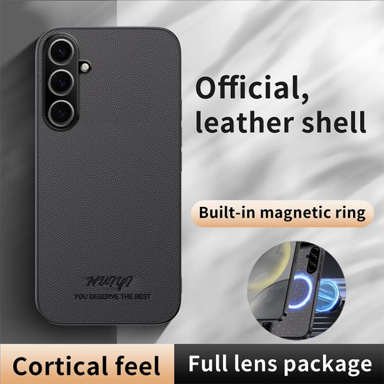 For Samsung Galaxy S25 5G HUIYI Leather Magnetic Phone Case(Black) - Galaxy S25 5G Cases by PMC Jewellery | Online Shopping South Africa | PMC Jewellery | Buy Now Pay Later Mobicred