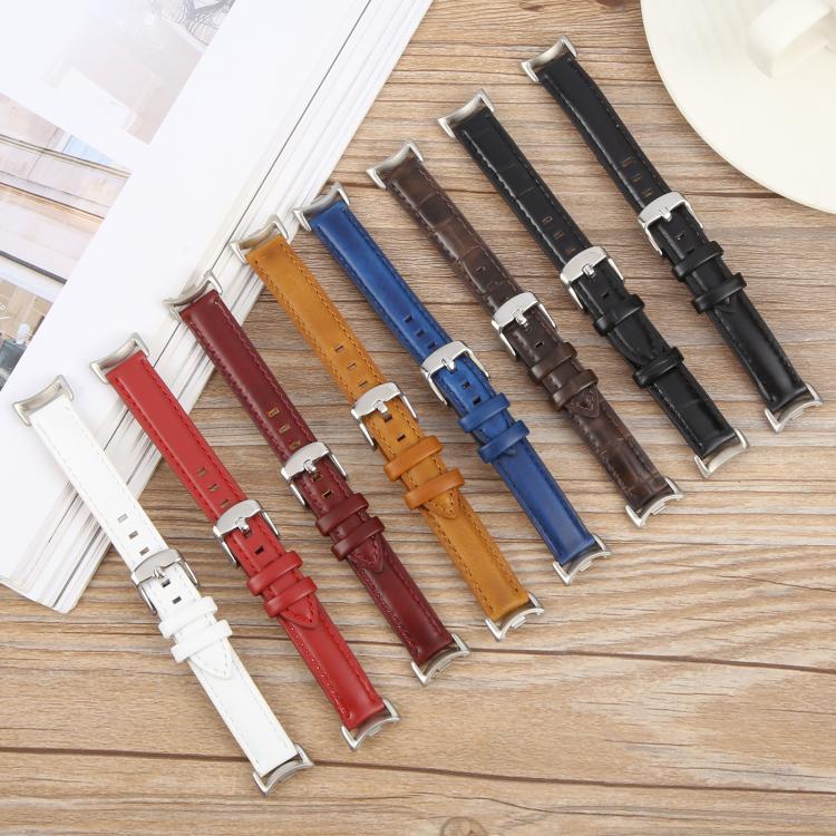 For Xiaomi Smart Band 9 / 8 Silver Metal Connector Genuine Leather Watch Band(Brown) - free shipping - PMc TechLife - Order now!