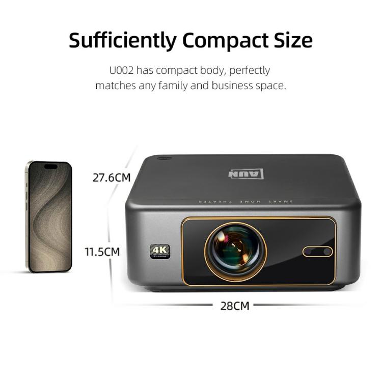 AUN U002 1920x1080P 970ANSI Android 12 Home Theater Smart Projector, EU Plug(Dark Grey) - LED Projector by AUN | Online Shopping South Africa | PMc TechLife | Buy Now Pay Later Mobicred