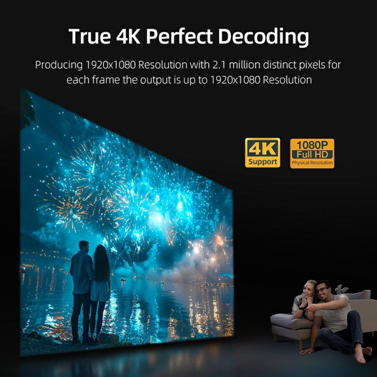 AUN U002 1920x1080P 970ANSI Android 12 Home Theater Smart Projector, EU Plug(Dark Grey) - LED Projector by AUN | Online Shopping South Africa | PMc TechLife | Buy Now Pay Later Mobicred