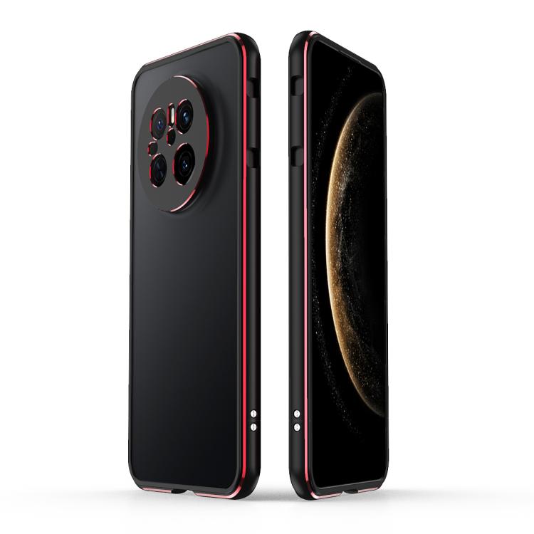 For Huawei Mate 70 Aurora Series Lens Protector + Metal Frame Phone Case(Black Red) - Huawei Cases by PMC TechLife | Online Shopping South Africa | PMC TechLife | Buy Now Pay Later Mobicred