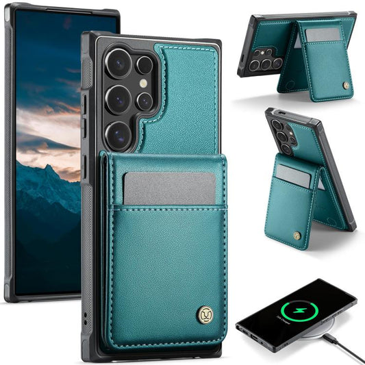 For Samsung Galaxy S25 Ultra 5G JEEHOOD J06 British Style RFID MagSafe Card Bag PU Phone Case(Green) - Galaxy S25 Ultra 5G Cases by JEEHOOD | Online Shopping South Africa | PMC Jewellery | Buy Now Pay Later Mobicred