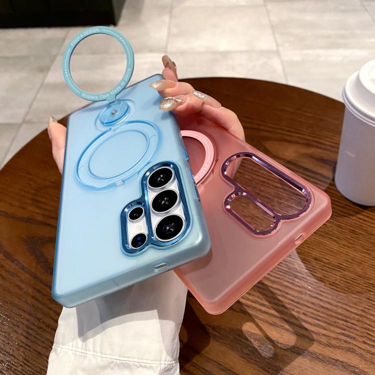 For Samsung Galaxy S25 5G Rotation Holder MagSafe Phone Case(Pink) - free shipping - PMC Jewellery - Order now!