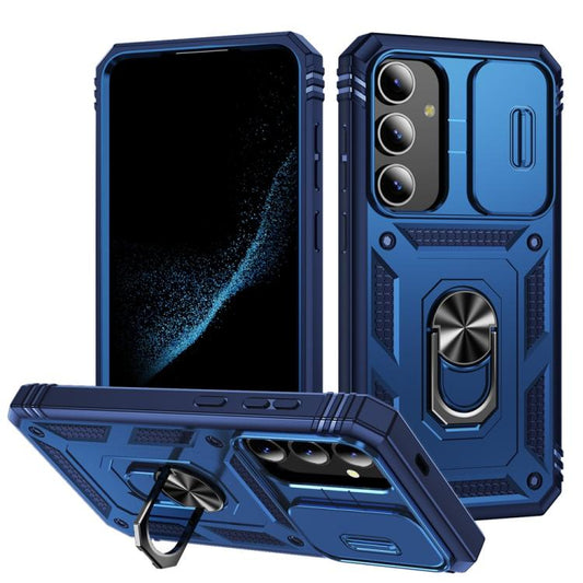 For Samsung Galaxy S25 5G Sliding Camshield TPU Hybrid PC Phone Case with Holder(Navy Blue) - Galaxy S25 5G Cases by PMC Jewellery | Online Shopping South Africa | PMC Jewellery | Buy Now Pay Later Mobicred