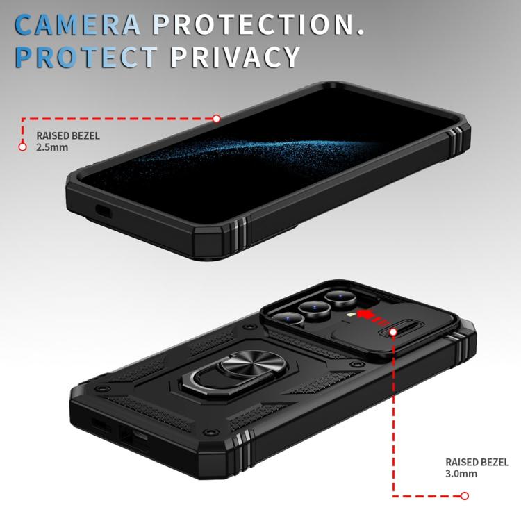 For Samsung Galaxy S25 5G Sliding Camshield TPU Hybrid PC Phone Case with Holder(Black) - free shipping - PMC Jewellery - Order now!