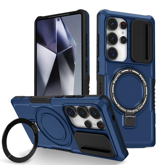 For Samsung Galaxy S25 Ultra 5G Sliding Camshield MagSafe Holder TPU Hybrid PC Phone Case(Royal Blue) - Galaxy S25 Ultra 5G Cases by PMC Jewellery | Online Shopping South Africa | PMC Jewellery | Buy Now Pay Later Mobicred