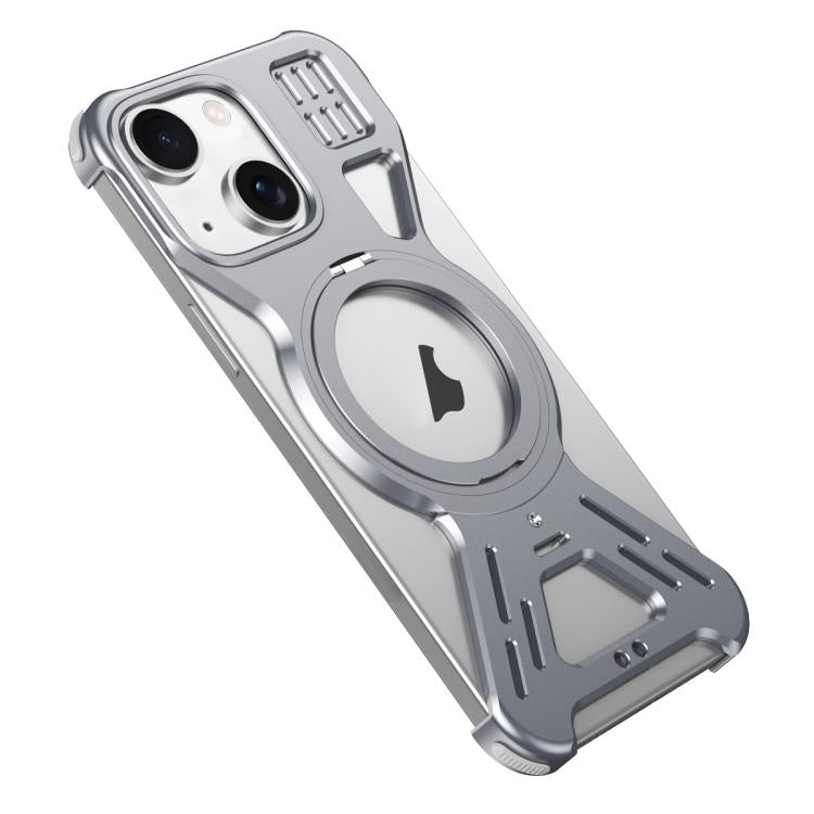 For iPhone 15 Armor 360 Holder Frameless Alloy MagSafe Phone Case(Space Gray) - iPhone 15 Cases by PMc TechLife | Online Shopping South Africa | PMc TechLife | Buy Now Pay Later Mobicred