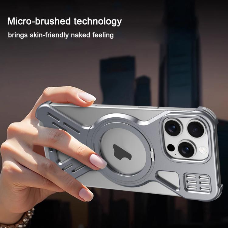 For iPhone 15 Armor 360 Holder Frameless Alloy MagSafe Phone Case(Desert Gold) - iPhone 15 Cases by PMc TechLife | Online Shopping South Africa | PMc TechLife | Buy Now Pay Later Mobicred