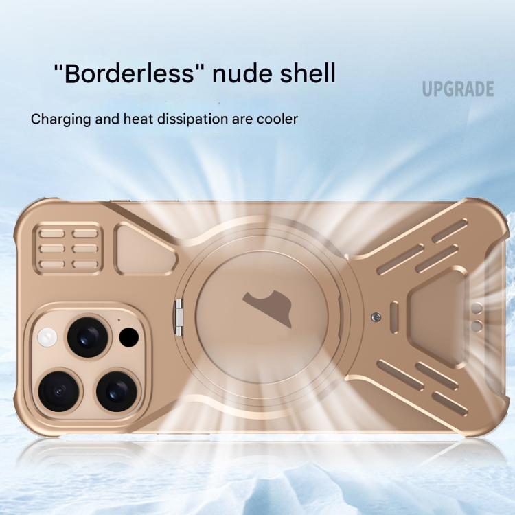For iPhone 16 Pro Armor 360 Holder Frameless Alloy MagSafe Phone Case(Black) - iPhone 16 Pro Cases by PMc TechLife | Online Shopping South Africa | PMc TechLife | Buy Now Pay Later Mobicred