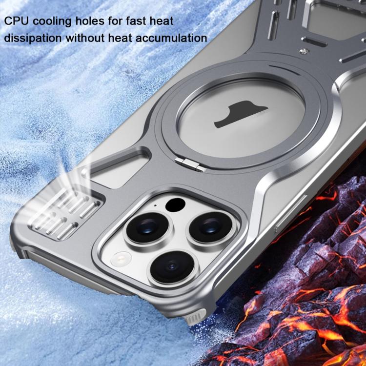 For iPhone 16 Armor 360 Holder Frameless Alloy MagSafe Phone Case(Black) - iPhone 16 Cases by PMc TechLife | Online Shopping South Africa | PMc TechLife | Buy Now Pay Later Mobicred