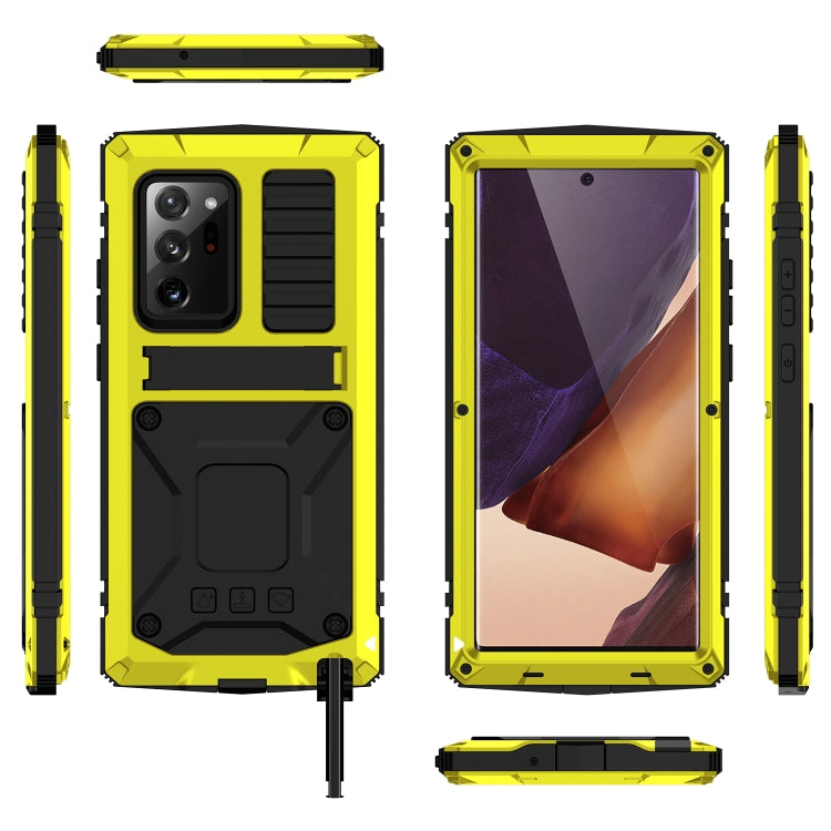 For Samsung Galaxy Note 20 Ultra R-JUST Shockproof Waterproof Dust-proof Metal + Silicone Protective Case with Holder(Yellow) - Galaxy Note20 Cases by R-JUST | Online Shopping South Africa | PMC TechLife